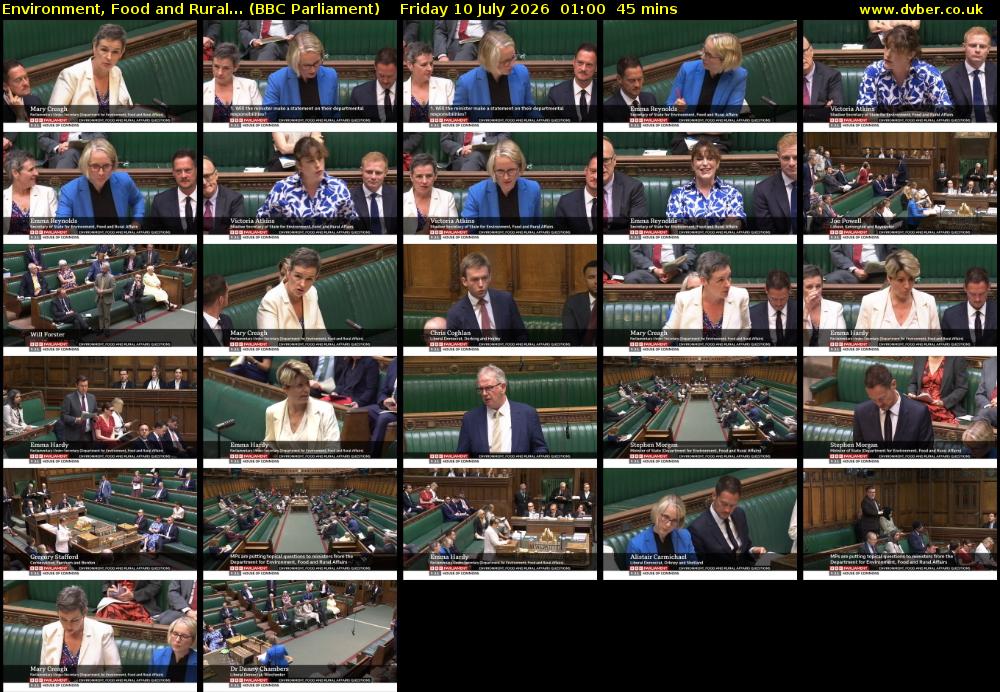 Environment, Food and Rural... (BBC Parliament) Friday 10 July 2026 01:00 - 01:45
