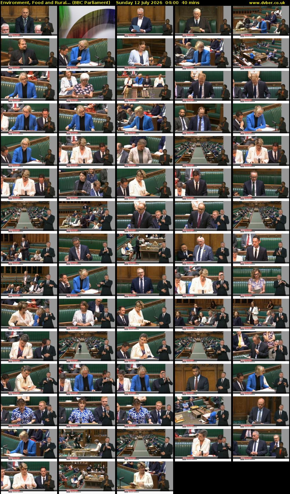 Environment, Food and Rural... (BBC Parliament) Sunday 12 July 2026 04:00 - 04:40