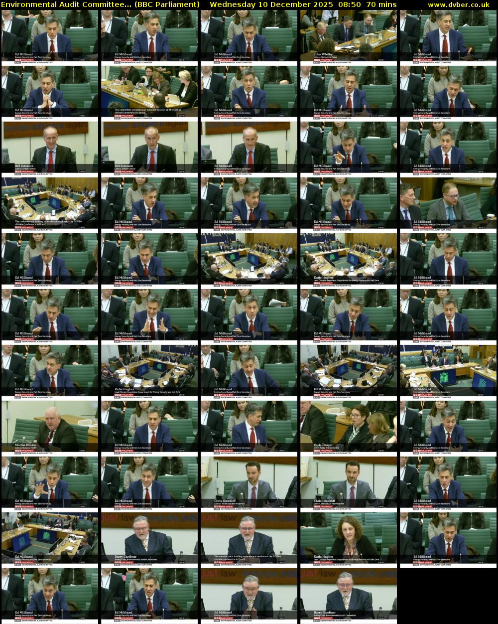 Environmental Audit Committee... (BBC Parliament) Wednesday 10 December 2025 08:50 - 10:00