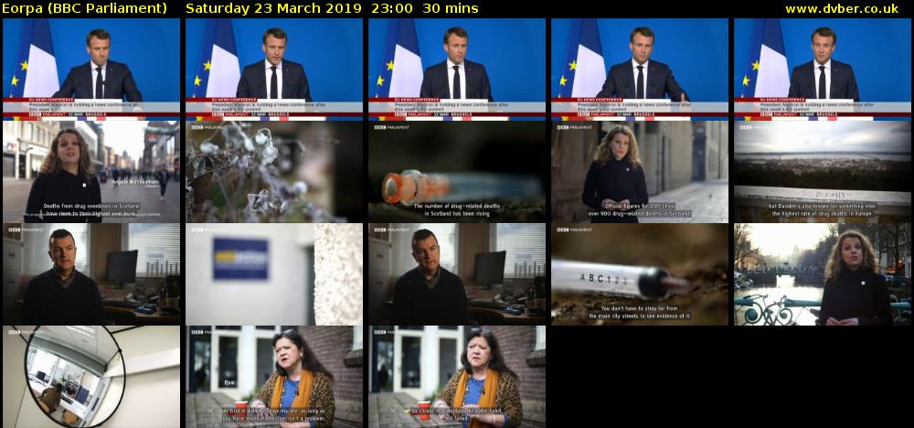 Eorpa (BBC Parliament) Saturday 23 March 2019 23:00 - 23:30