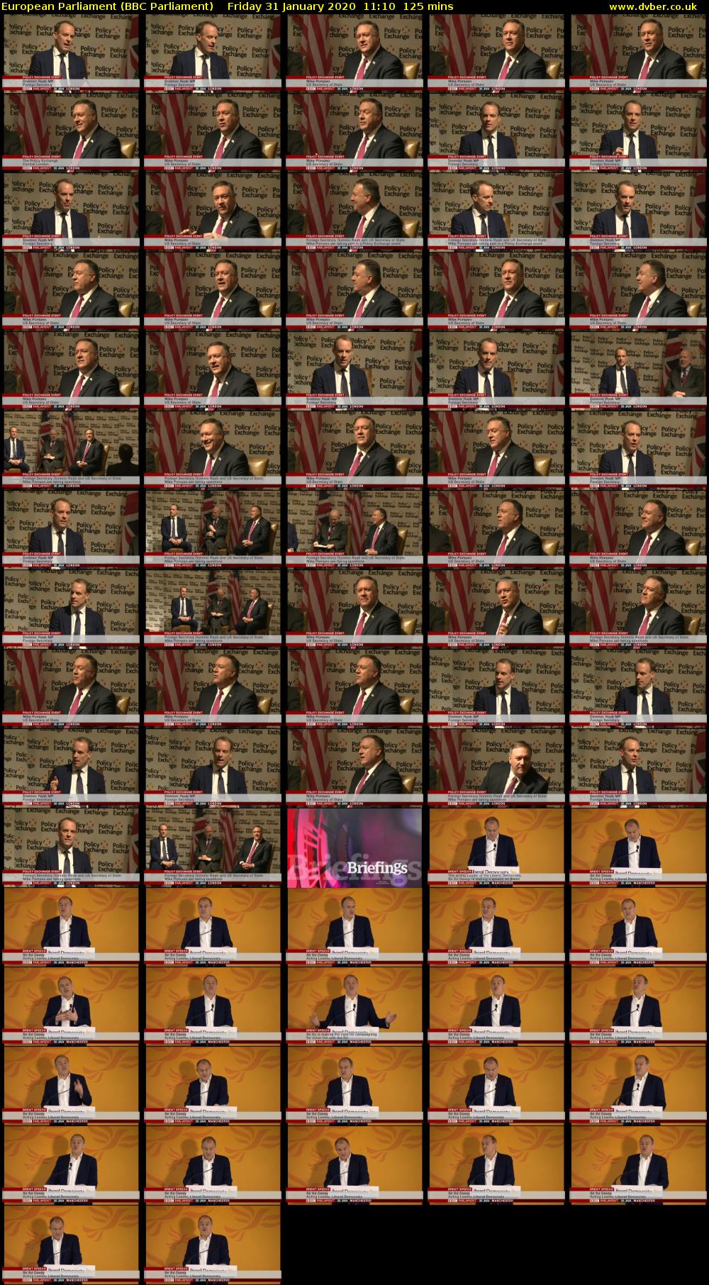 European Parliament (BBC Parliament) Friday 31 January 2020 11:10 - 13:15