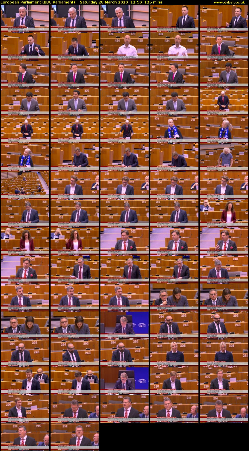 European Parliament (BBC Parliament) Saturday 28 March 2020 12:50 - 14:55