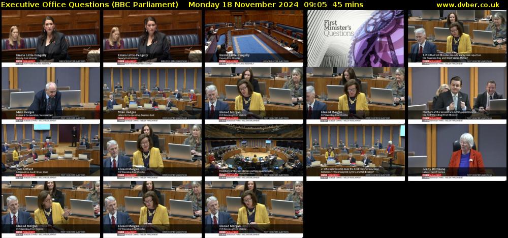 Executive Office Questions (BBC Parliament) Monday 18 November 2024 09:05 - 09:50
