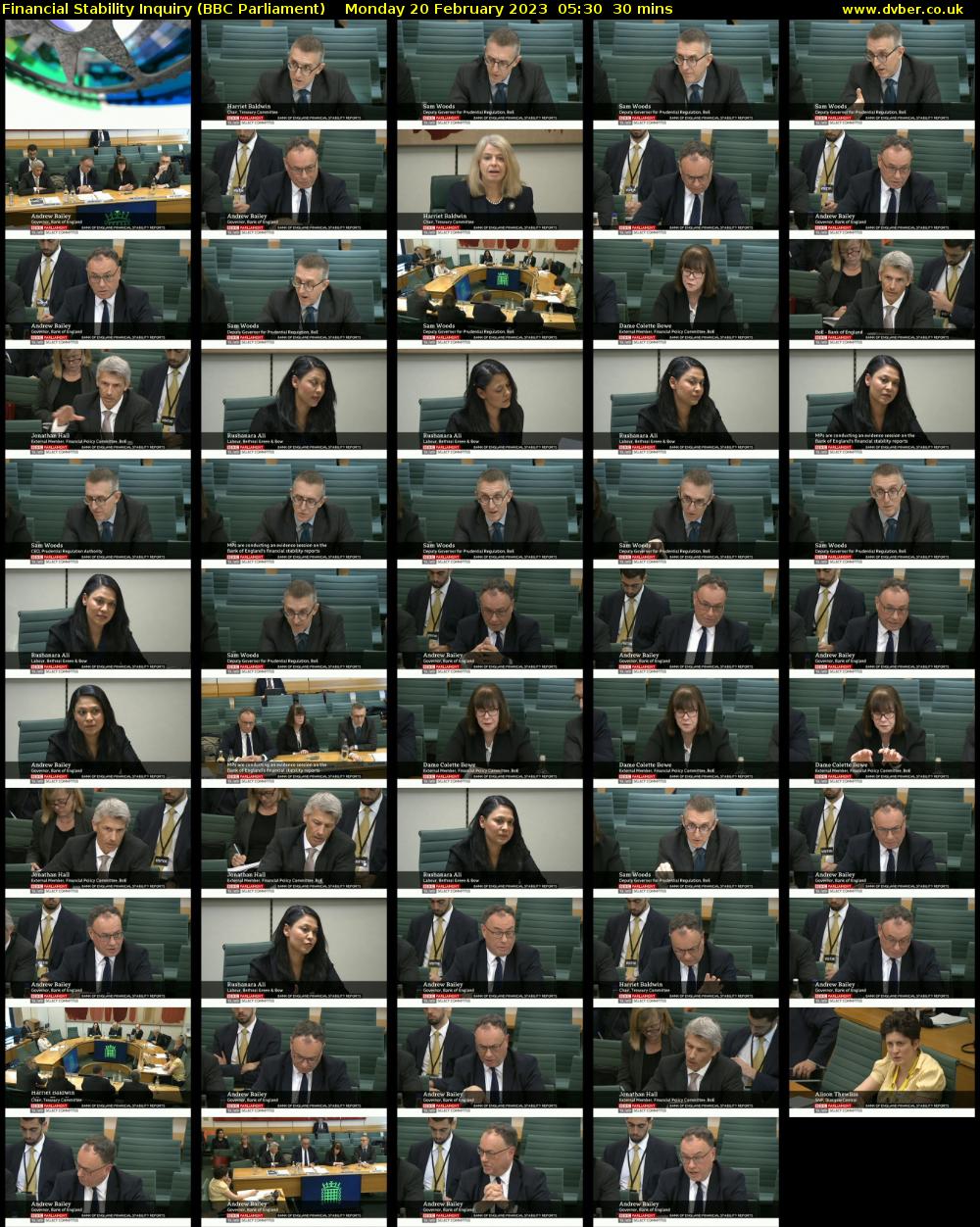 Financial Stability Inquiry (BBC Parliament) Monday 20 February 2023 05:30 - 06:00