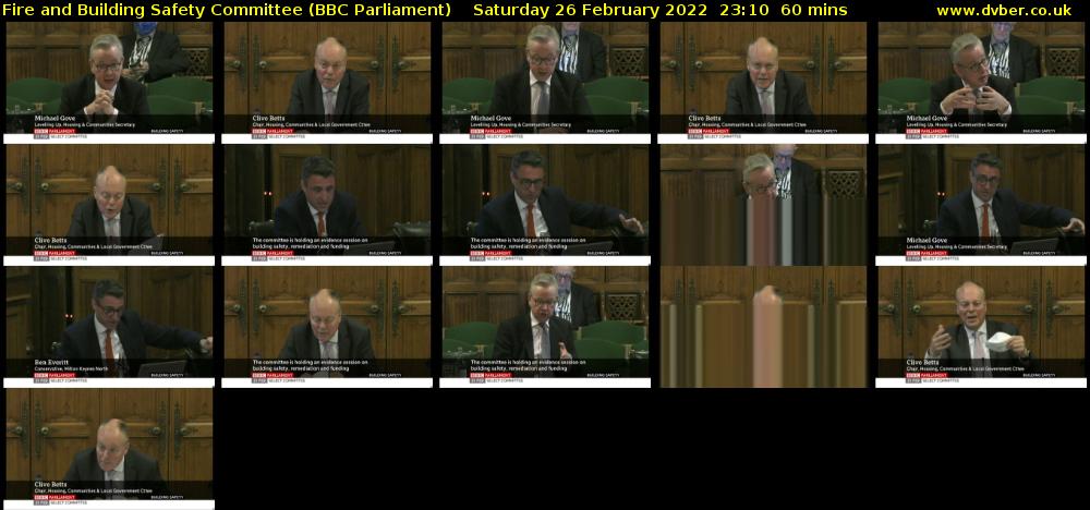 Fire and Building Safety Committee (BBC Parliament) Saturday 26 February 2022 23:10 - 00:10