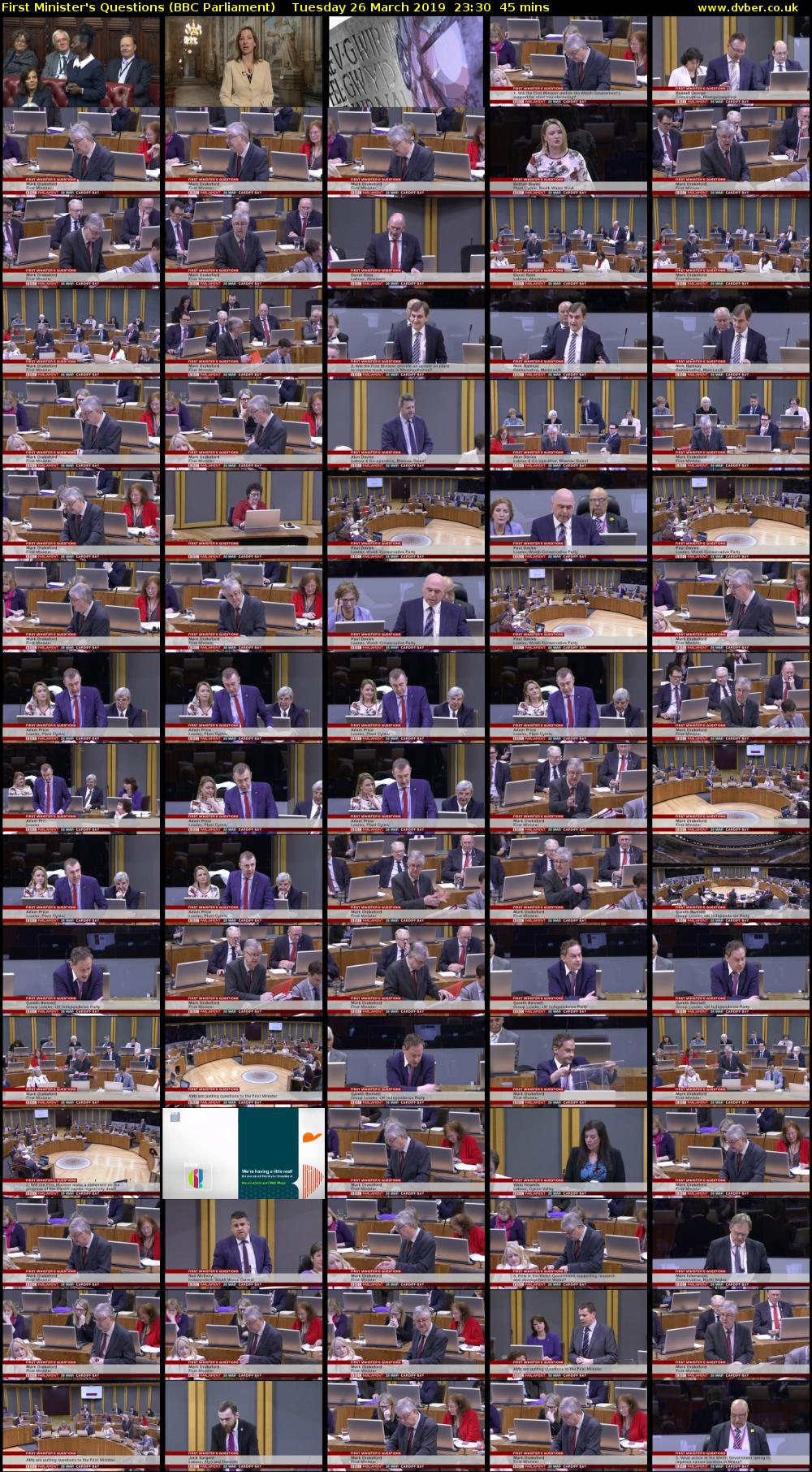 First Minister's Questions (BBC Parliament) Tuesday 26 March 2019 23:30 - 00:15