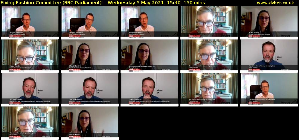 Fixing Fashion Committee (BBC Parliament) Wednesday 5 May 2021 15:40 - 18:10