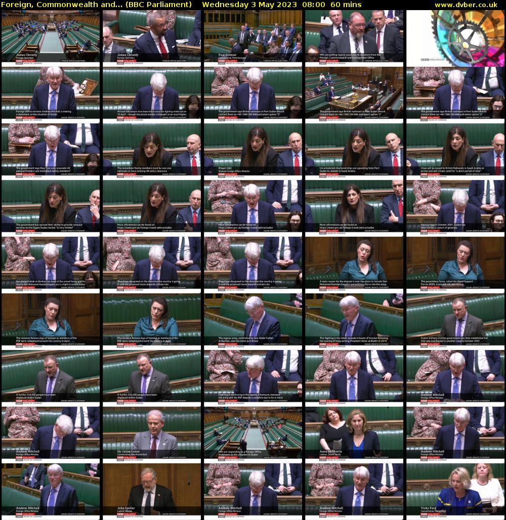 Foreign, Commonwealth and... (BBC Parliament) Wednesday 3 May 2023 08:00 - 09:00
