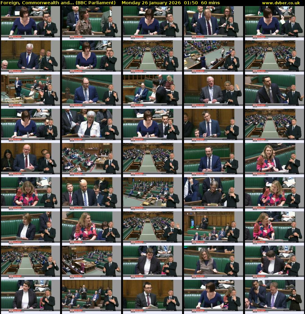 Foreign, Commonwealth and... (BBC Parliament) Monday 26 January 2026 01:50 - 02:50