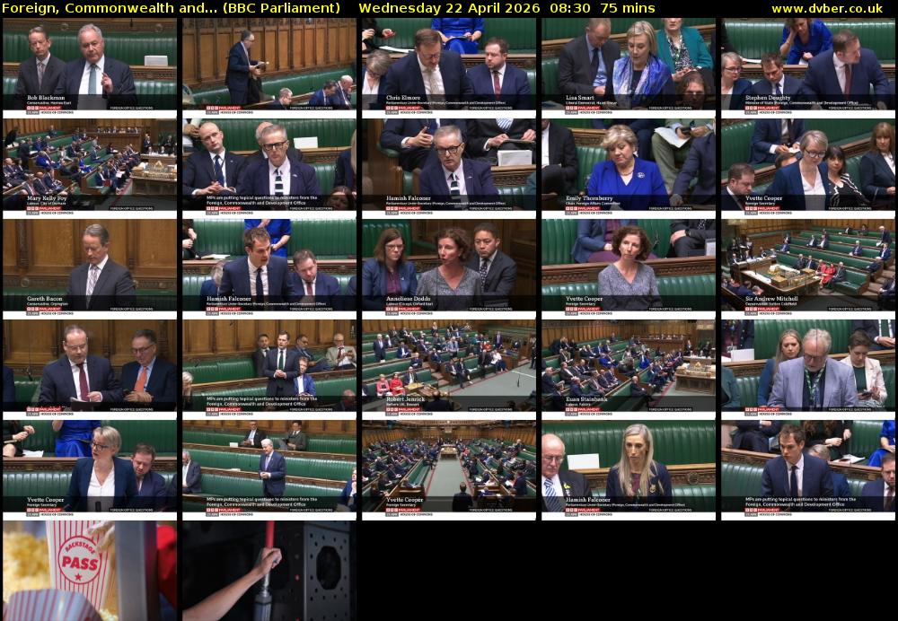 Foreign, Commonwealth and... (BBC Parliament) Wednesday 22 April 2026 08:30 - 09:45