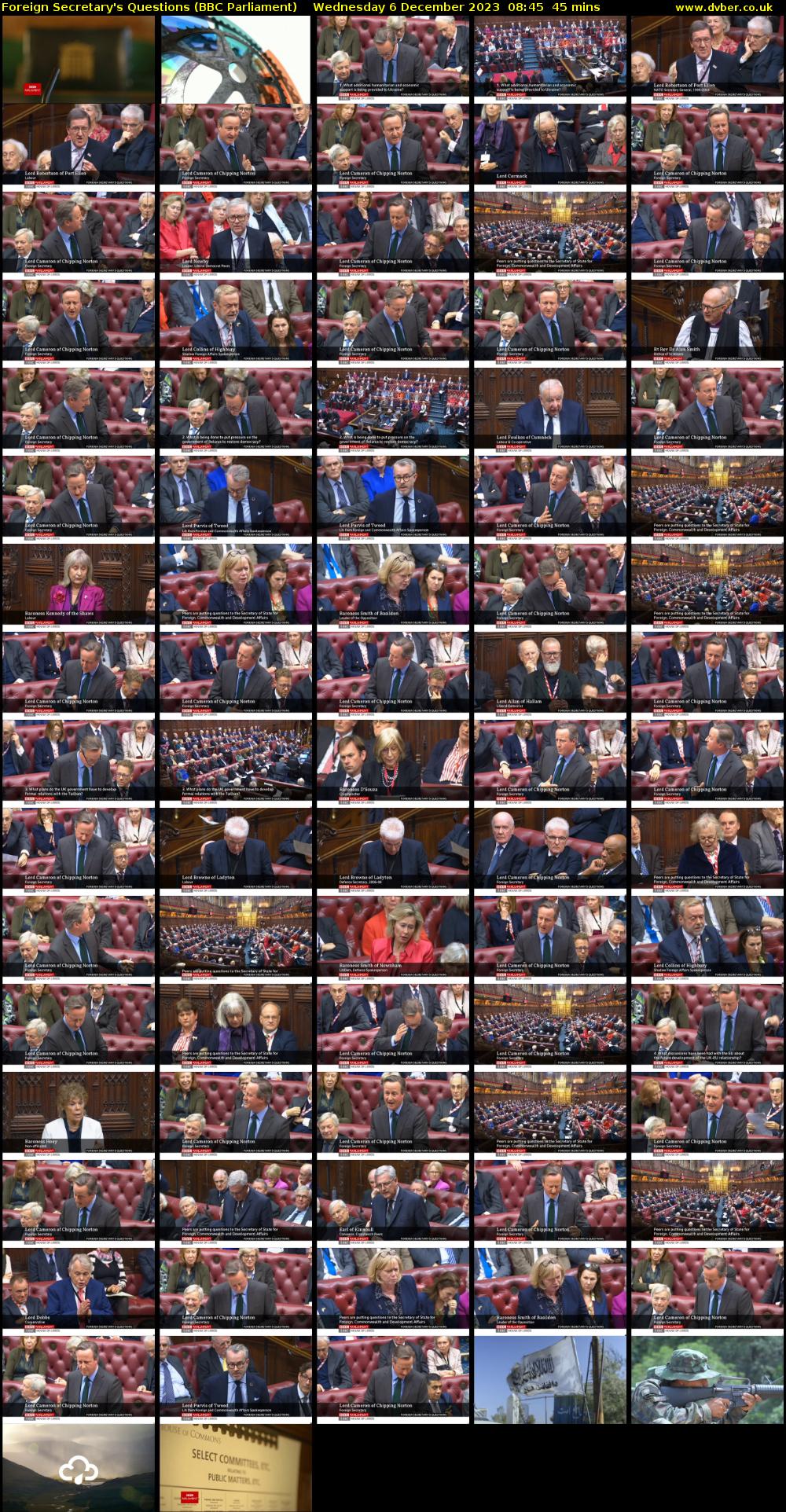 Foreign Secretary's Questions (BBC Parliament) Wednesday 6 December 2023 08:45 - 09:30