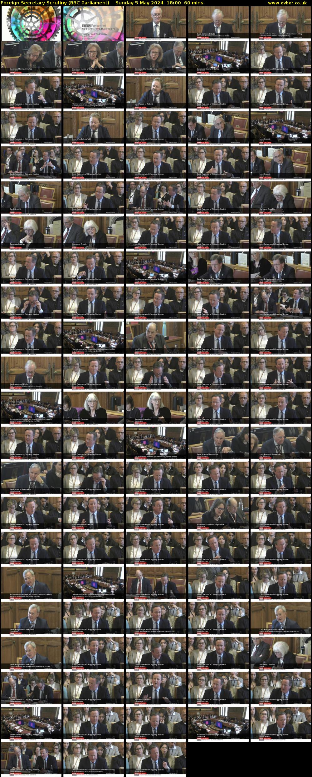 Foreign Secretary Scrutiny (BBC Parliament) Sunday 5 May 2024 18:00 - 19:00