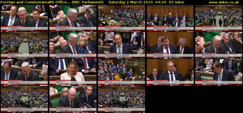 Foreign and Commonwealth Office... (BBC Parliament) Saturday 2 March 2019 04:20 - 05:25