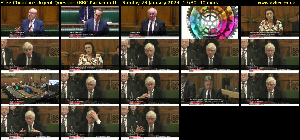 Free Childcare Urgent Question (BBC Parliament) Sunday 28 January 2024 17:30 - 18:10