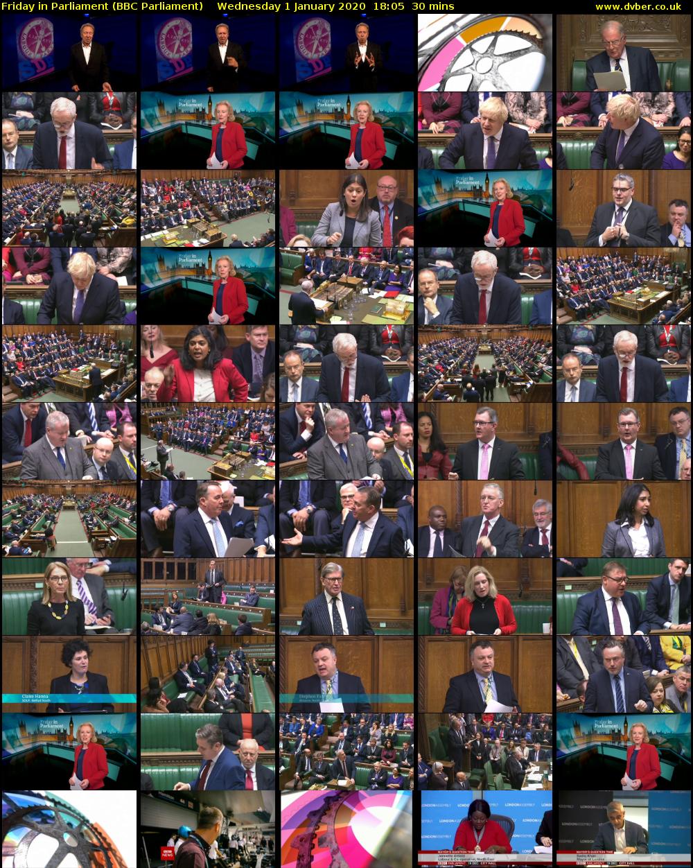 Friday in Parliament (BBC Parliament) Wednesday 1 January 2020 18:05 - 18:35