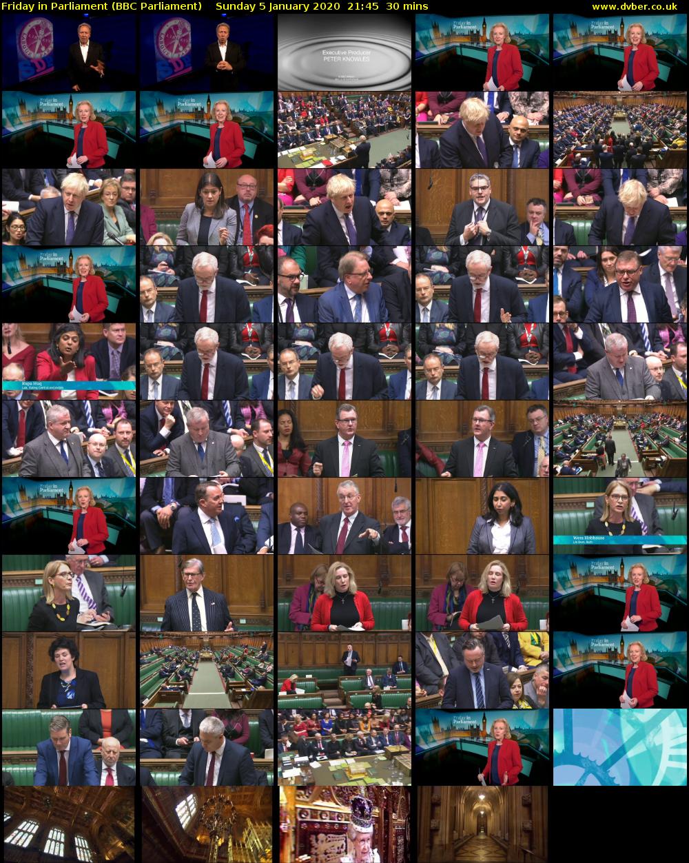 Friday in Parliament (BBC Parliament) Sunday 5 January 2020 21:45 - 22:15