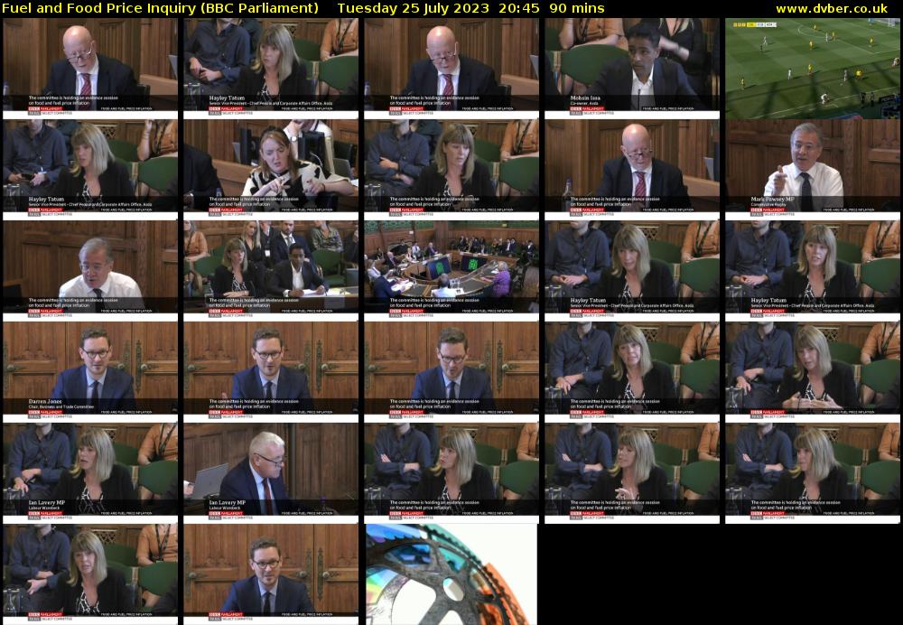 Fuel and Food Price Inquiry (BBC Parliament) Tuesday 25 July 2023 20:45 - 22:15