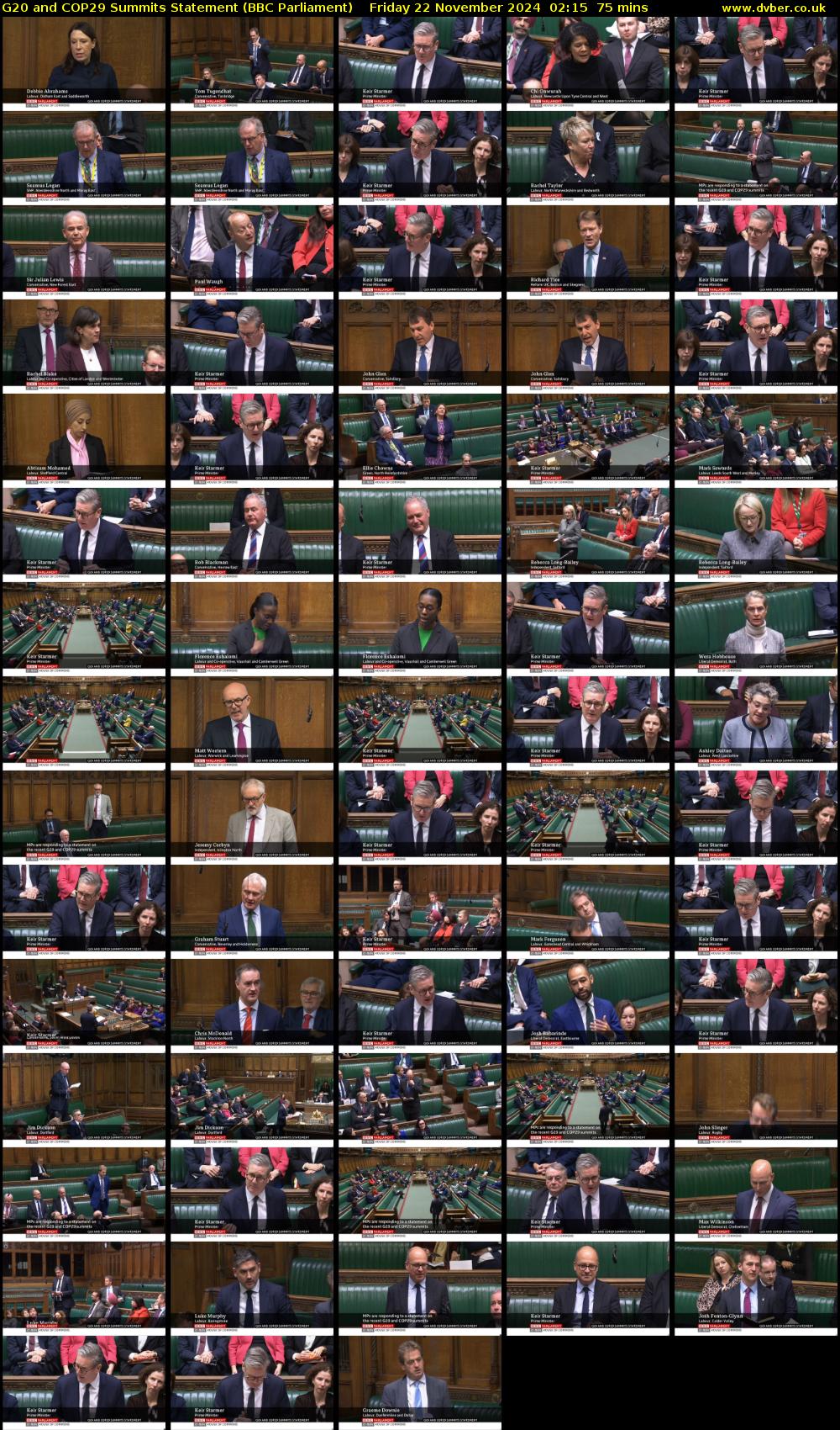 G20 and COP29 Summits Statement (BBC Parliament) Friday 22 November 2024 02:15 - 03:30