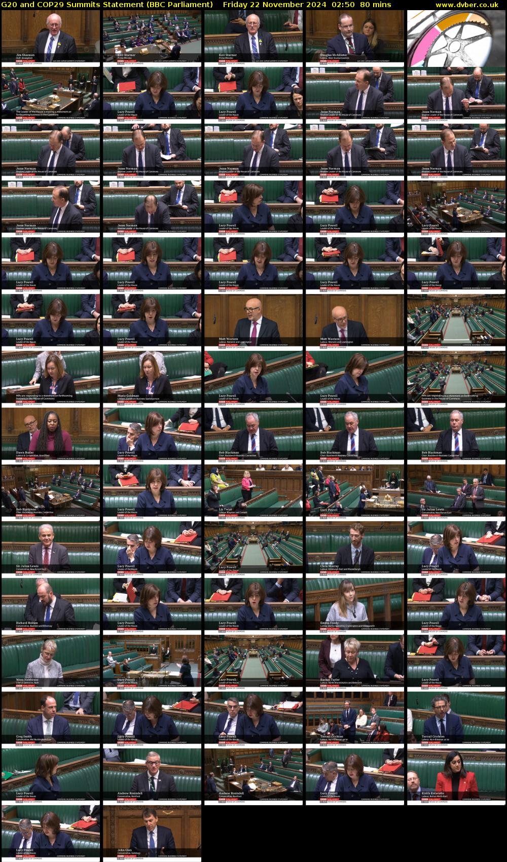 G20 and COP29 Summits Statement (BBC Parliament) Friday 22 November 2024 02:50 - 04:10