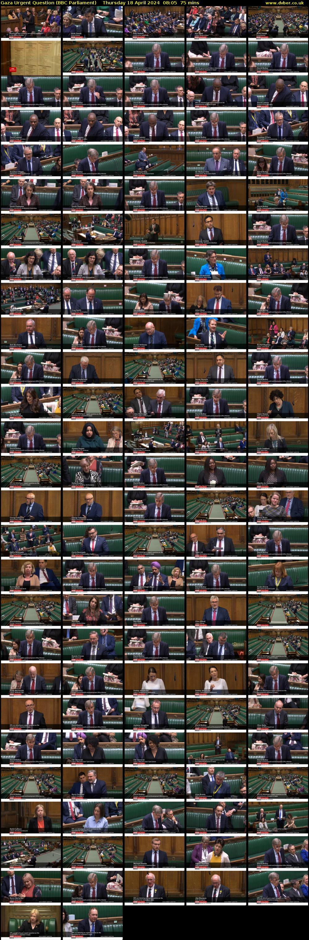 Gaza Urgent Question (BBC Parliament) Thursday 18 April 2024 08:05 - 09:20