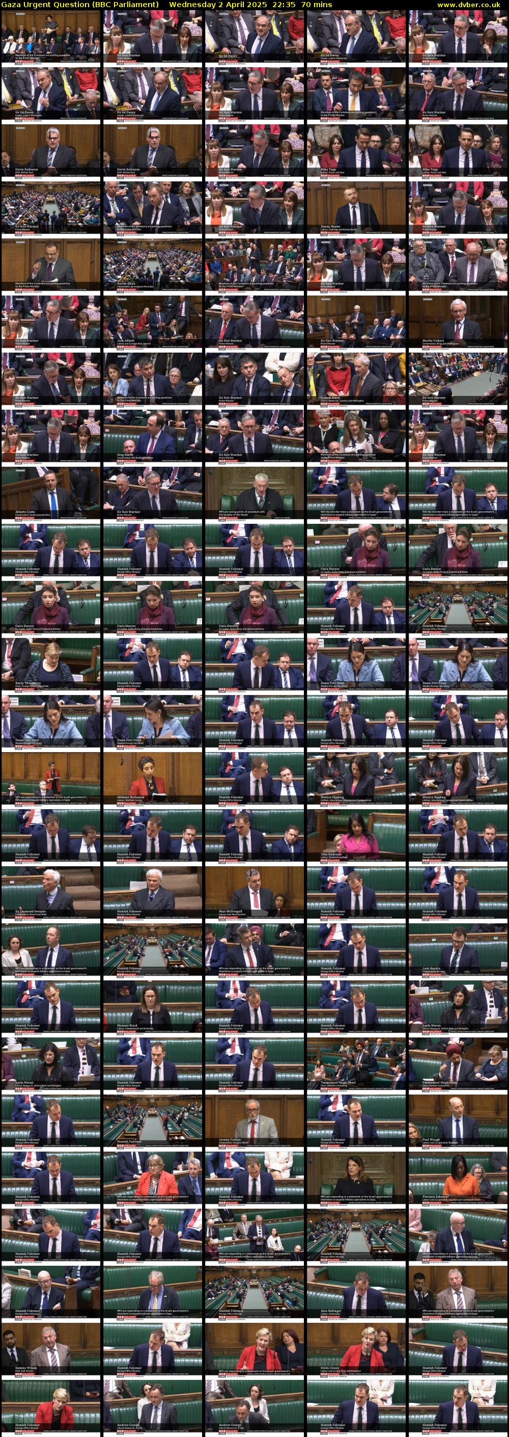 Gaza Urgent Question (BBC Parliament) Wednesday 2 April 2025 22:35 - 23:45