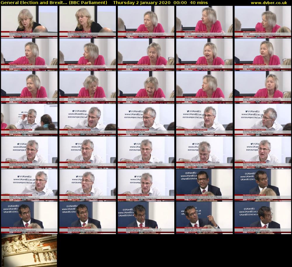 General Election and Brexit... (BBC Parliament) Thursday 2 January 2020 00:00 - 00:40