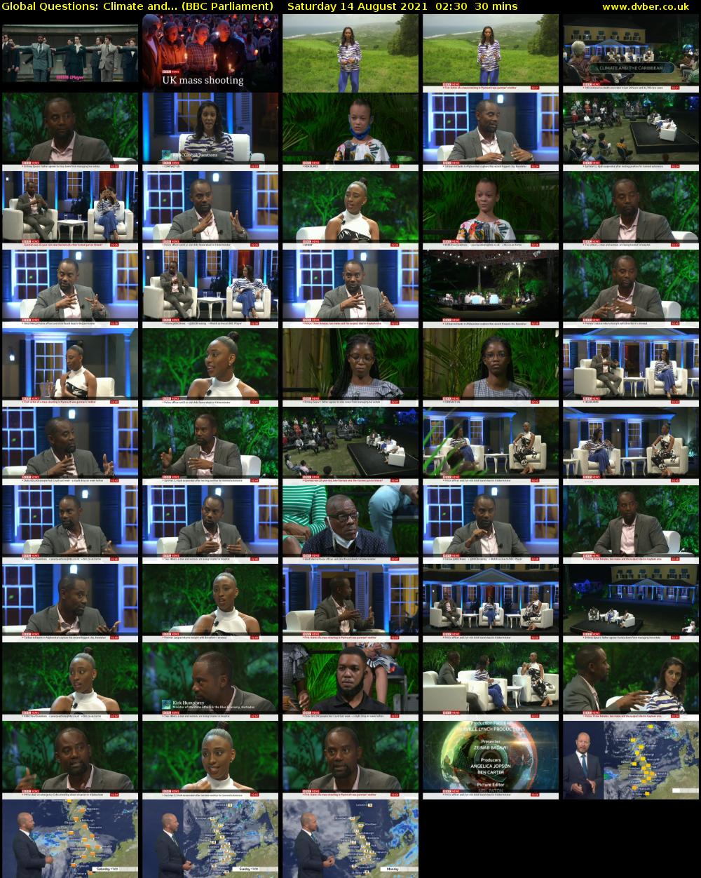 Global Questions: Climate and... (BBC Parliament) Saturday 14 August 2021 02:30 - 03:00