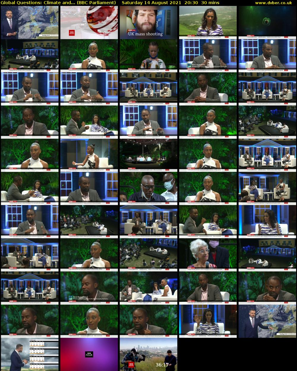 Global Questions: Climate and... (BBC Parliament) Saturday 14 August 2021 20:30 - 21:00