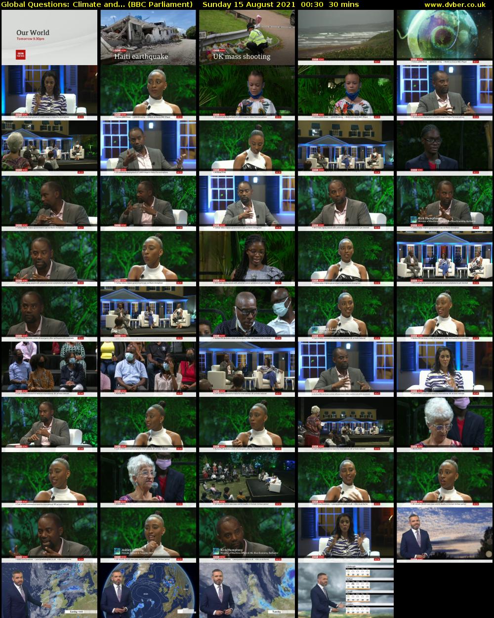 Global Questions: Climate and... (BBC Parliament) Sunday 15 August 2021 00:30 - 01:00