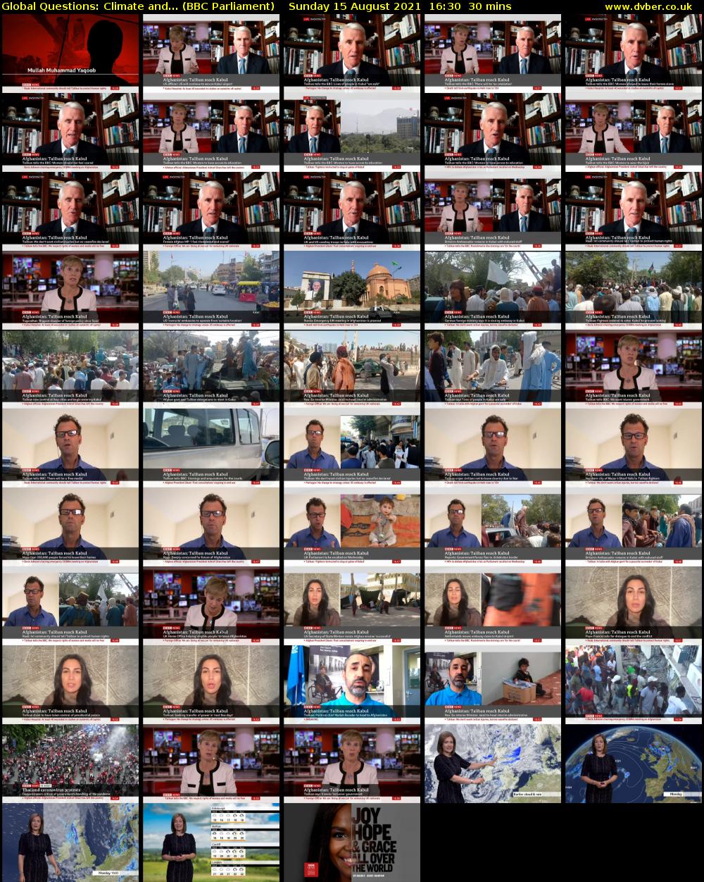 Global Questions: Climate and... (BBC Parliament) Sunday 15 August 2021 16:30 - 17:00