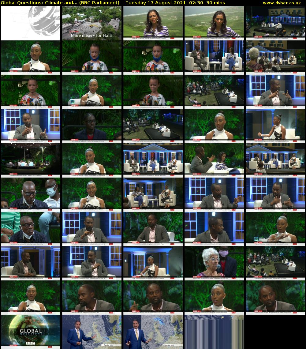 Global Questions: Climate and... (BBC Parliament) Tuesday 17 August 2021 02:30 - 03:00