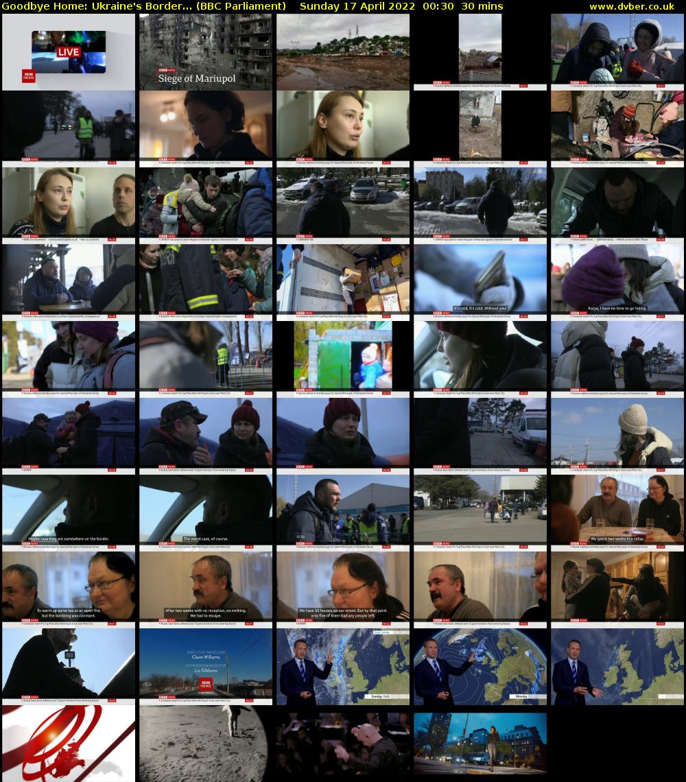 Goodbye Home: Ukraine's Border... (BBC Parliament) Sunday 17 April 2022 00:30 - 01:00