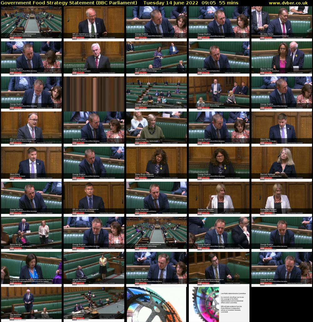 Government Food Strategy Statement (BBC Parliament) Tuesday 14 June 2022 09:05 - 10:00
