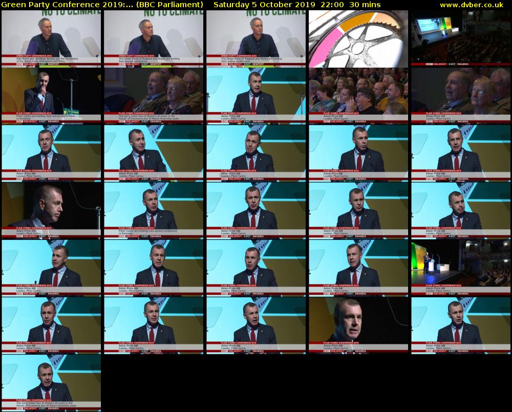 Green Party Conference 2019:... (BBC Parliament) Saturday 5 October 2019 22:00 - 22:30