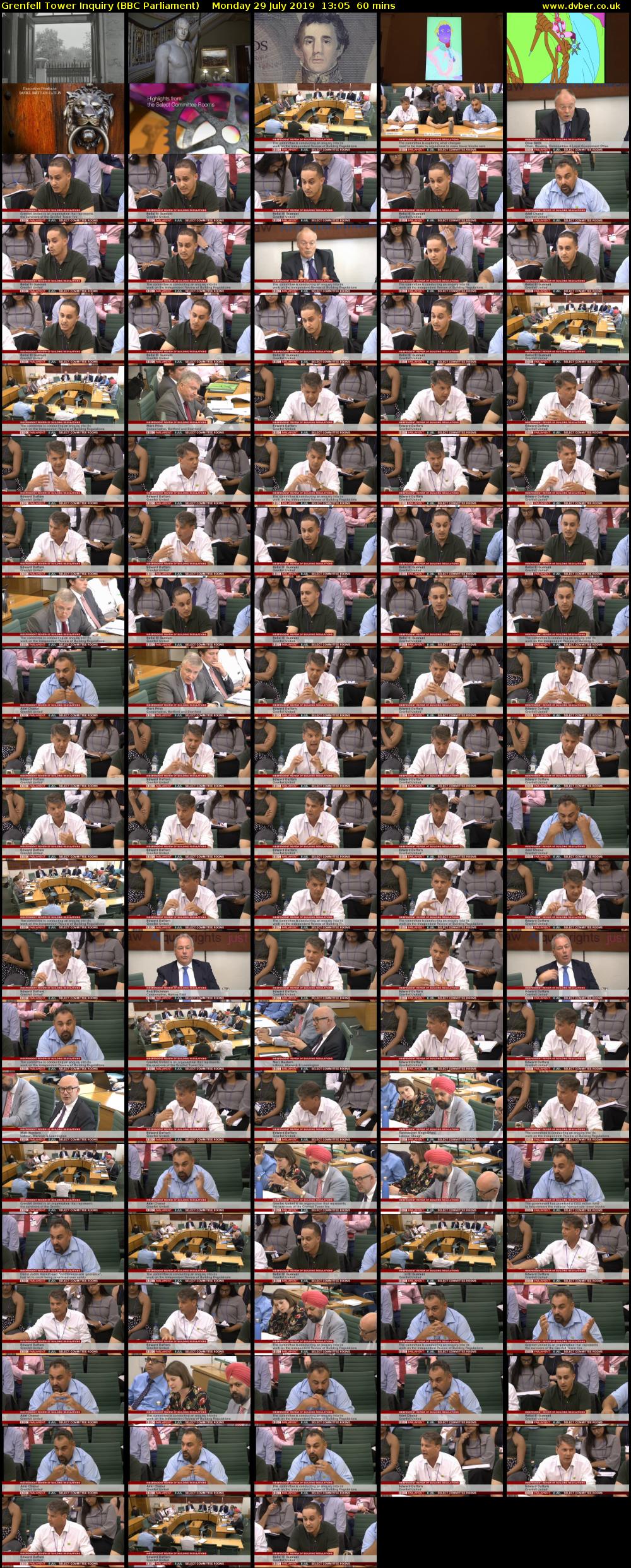 Grenfell Tower Inquiry (BBC Parliament) Monday 29 July 2019 13:05 - 14:05