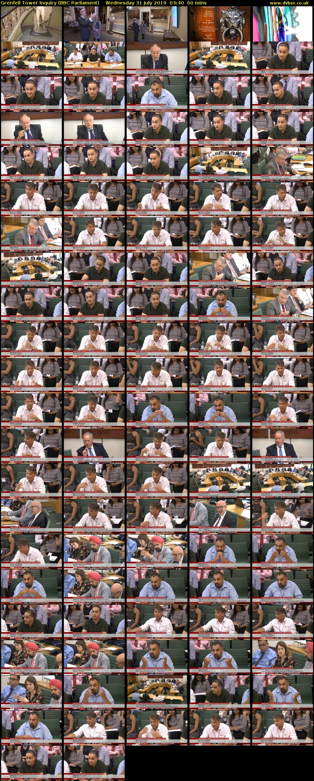 Grenfell Tower Inquiry (BBC Parliament) Wednesday 31 July 2019 03:40 - 04:40