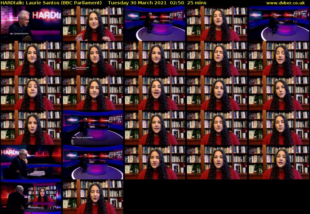 HARDtalk: Laurie Santos (BBC Parliament) Tuesday 30 March 2021 02:50 - 03:15