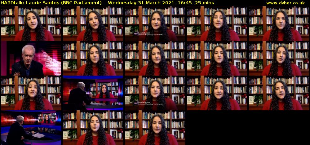 HARDtalk: Laurie Santos (BBC Parliament) Wednesday 31 March 2021 16:45 - 17:10