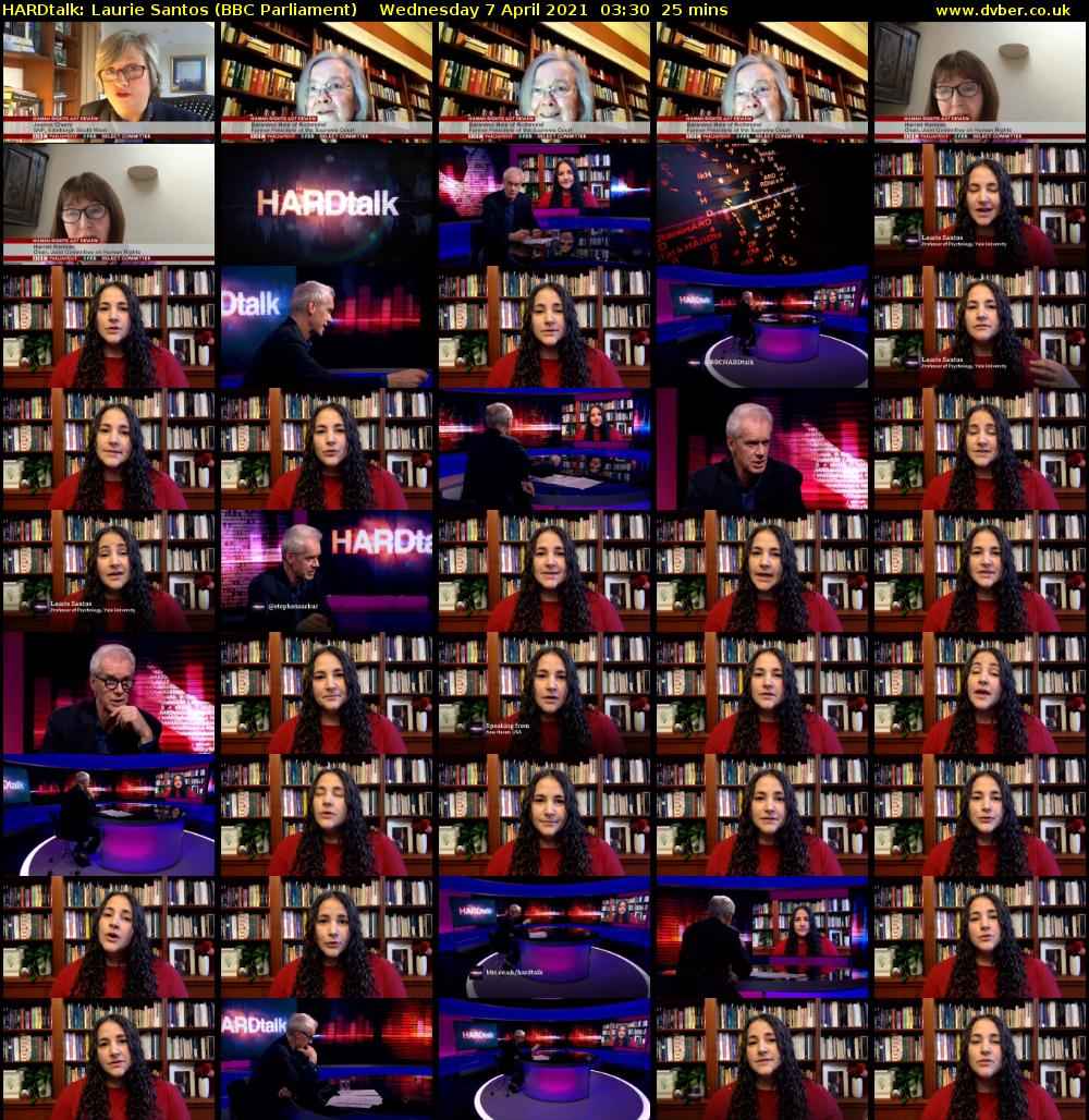 HARDtalk: Laurie Santos (BBC Parliament) Wednesday 7 April 2021 03:30 - 03:55