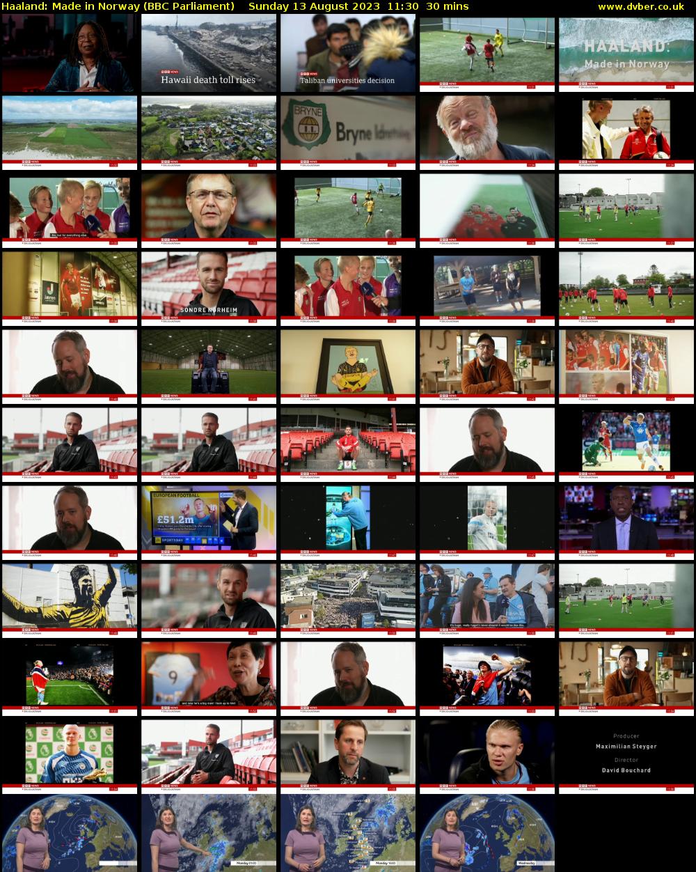 Haaland: Made in Norway (BBC Parliament) Sunday 13 August 2023 11:30 - 12:00