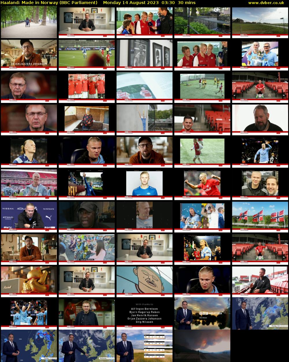Haaland: Made in Norway (BBC Parliament) Monday 14 August 2023 03:30 - 04:00