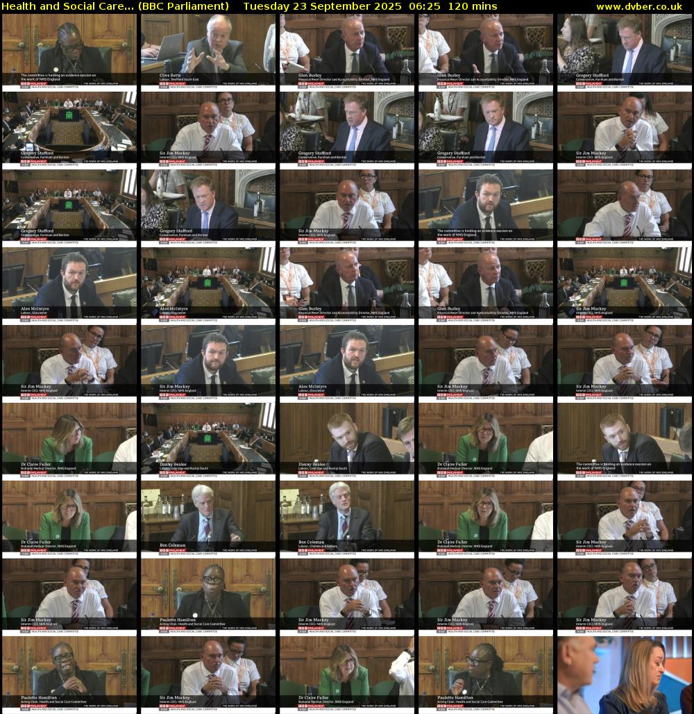 Health and Social Care... (BBC Parliament) Tuesday 23 September 2025 06:25 - 08:25