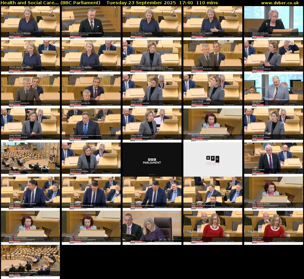 Health and Social Care... (BBC Parliament) Tuesday 23 September 2025 17:40 - 19:30