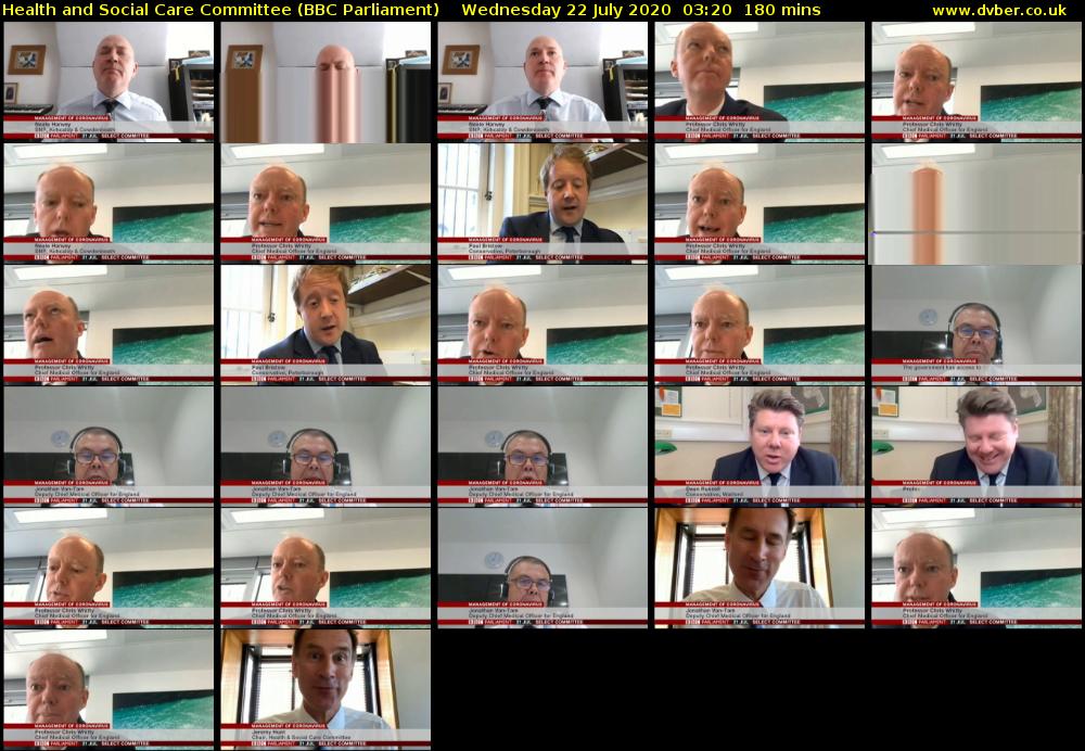 Health and Social Care Committee (BBC Parliament) Wednesday 22 July 2020 03:20 - 06:20