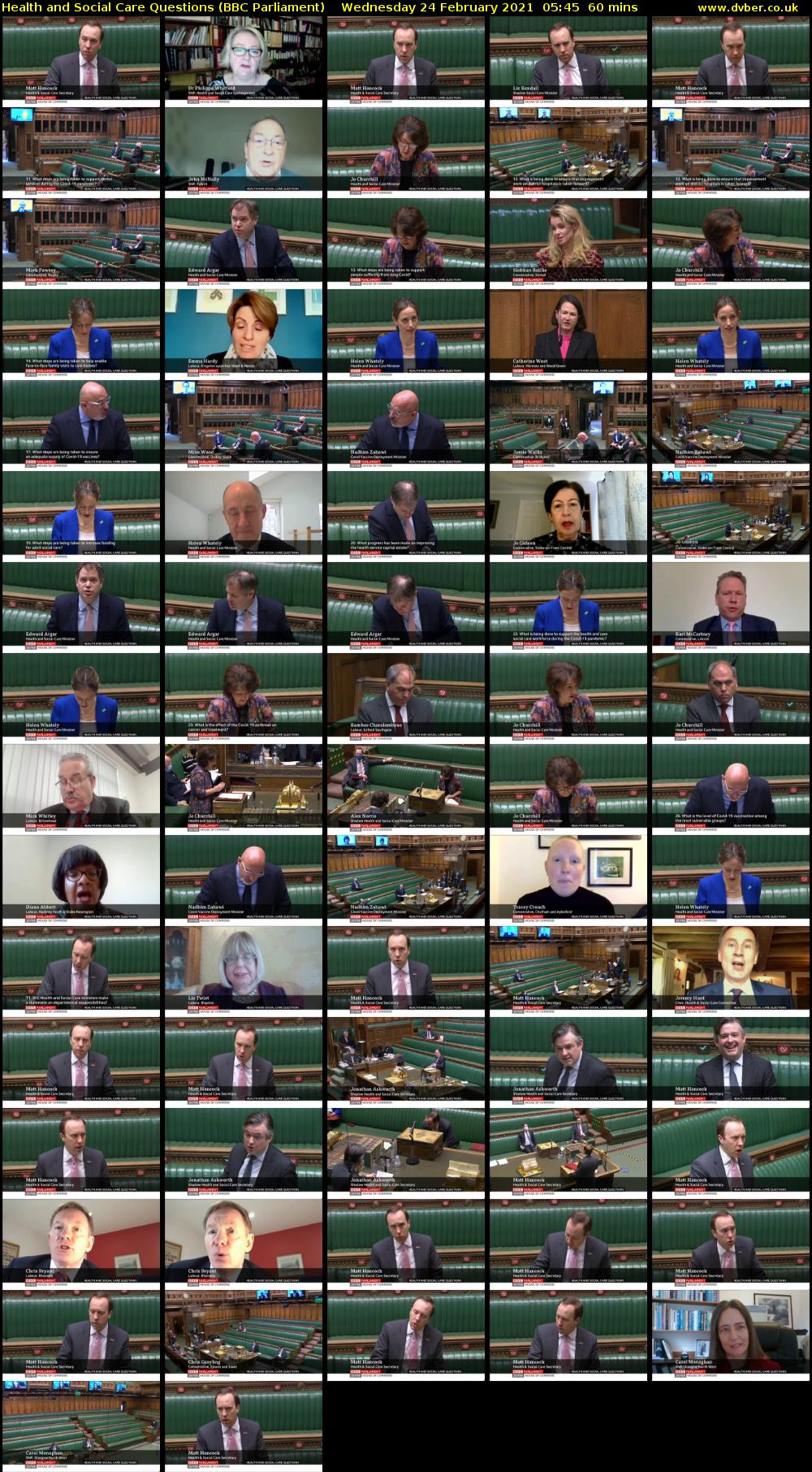Health and Social Care Questions (BBC Parliament) Wednesday 24 February 2021 05:45 - 06:45