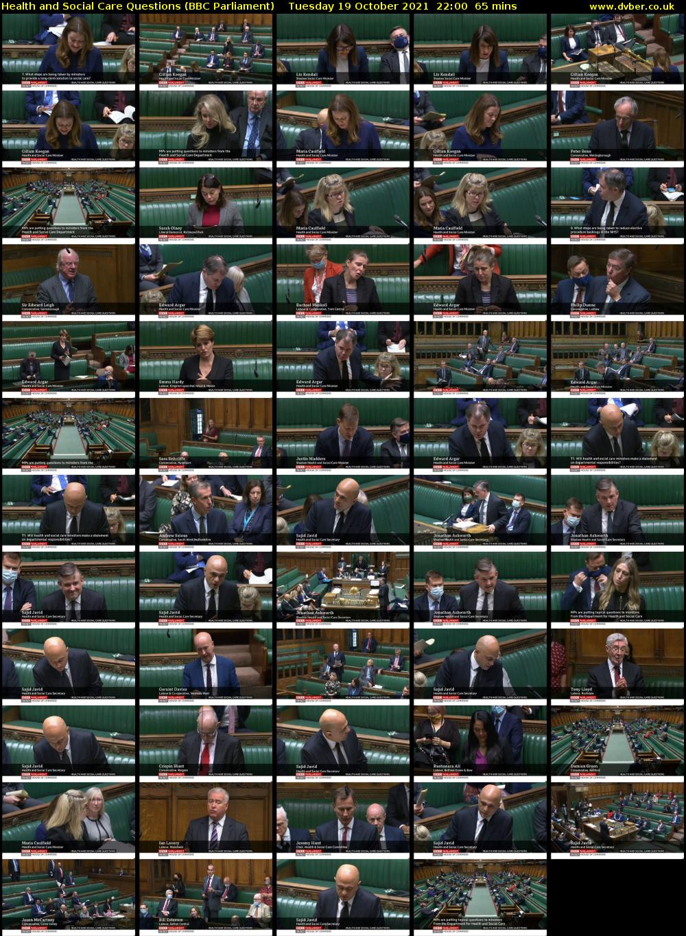 Health and Social Care Questions (BBC Parliament) Tuesday 19 October 2021 22:00 - 23:05