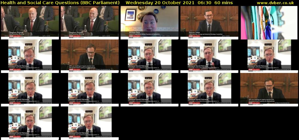Health and Social Care Questions (BBC Parliament) Wednesday 20 October 2021 06:30 - 07:30