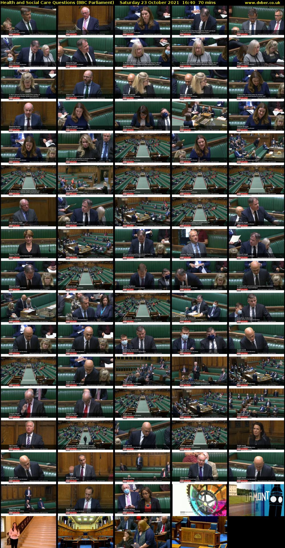 Health and Social Care Questions (BBC Parliament) Saturday 23 October 2021 16:40 - 17:50