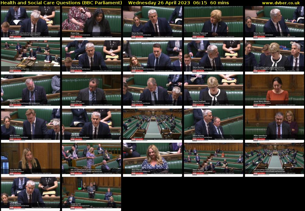 Health and Social Care Questions (BBC Parliament) Wednesday 26 April 2023 06:15 - 07:15