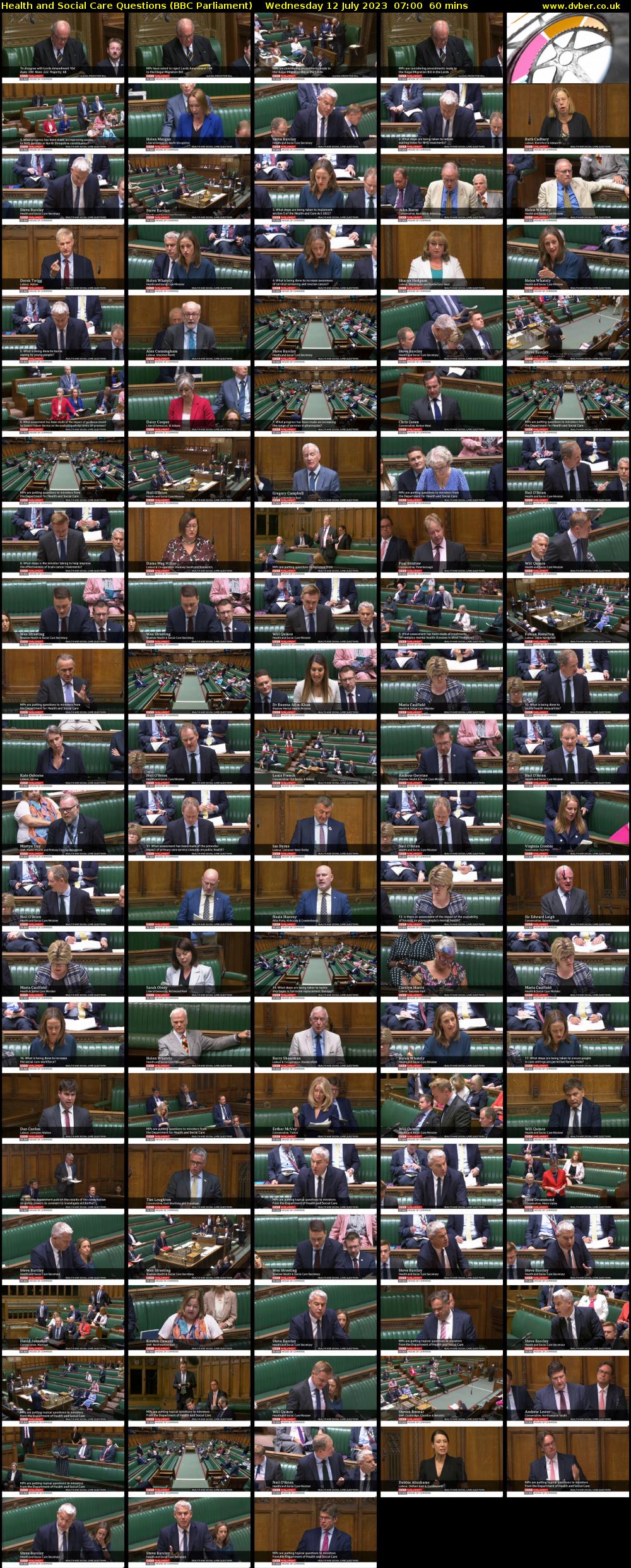 Health and Social Care Questions (BBC Parliament) Wednesday 12 July 2023 07:00 - 08:00
